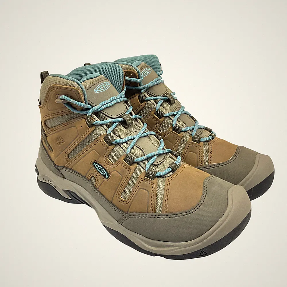 KEEN Women's Mid-Cut Circadia WP Casual Hiking Boots Brown/Turquoise Size 9M